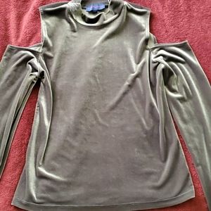 Silver Velvet Long Sleeve Top